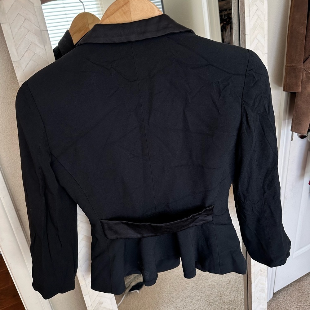 Armani Collezioni Classic Black Satin Blend Tuxedo Blazer - Picture 4 of 7
